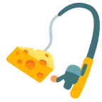 canna da pesca + fetta di formaggio