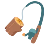 canna da pesca + legna