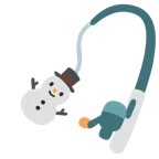 canna da pesca + pupazzo di neve senza neve