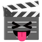 ciak + faccina che strizza gli occhi e mostra la lingua