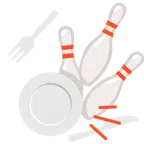 bowling + piatto e posate