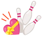bowling + cuore con fiocco