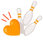 bowling + cuore arancione