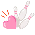 bowling + cuore rosa