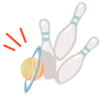 bowling + pianeta con satellite