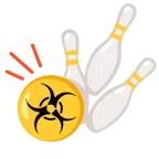 bowling + simbolo del rischio biologico