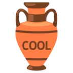 Amphore + Wort „Cool“ in blauem Quadrat