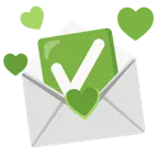carta de amor + botón de marca de verificación