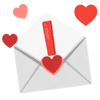 carta de amor + exclamación roja