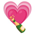 wachsendes Herz + Flasche mit knallendem Korken