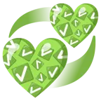 corazones giratorios + botón de marca de verificación