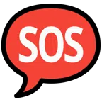 Sprechblase mit drei Punkten + SOS-Zeichen