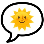 Sprechblase mit drei Punkten + Sonne mit Gesicht
