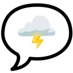 Sprechblase mit drei Punkten + Wolke mit Blitz