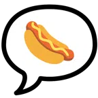 Sprechblase mit drei Punkten + Hotdog