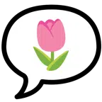 Sprechblase mit drei Punkten + Tulpe