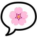 Sprechblase mit drei Punkten + Kirschblüte