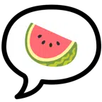 Sprechblase mit drei Punkten + Wassermelone