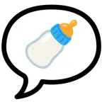 Sprechblase mit drei Punkten + Babyflasche