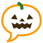 Sprechblase mit drei Punkten + Halloweenkürbis