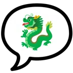 Sprechblase mit drei Punkten + Drache