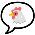 Sprechblase mit drei Punkten + Huhn