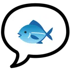 Sprechblase mit drei Punkten + Fisch