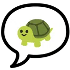 Sprechblase mit drei Punkten + Schildkröte