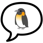 Sprechblase mit drei Punkten + Pinguin