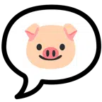 Sprechblase mit drei Punkten + Schweinegesicht