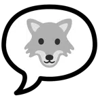 Sprechblase mit drei Punkten + Wolf