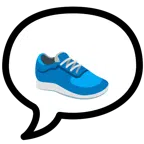 Sprechblase mit drei Punkten + Sportschuh