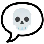Sprechblase mit drei Punkten + Totenkopf