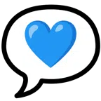 Sprechblase mit drei Punkten + blaues Herz