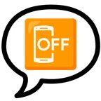 Sprechblase mit drei Punkten + Mobiltelefon aus