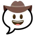 Sprechblase mit drei Punkten + Gesicht mit Cowboyhut