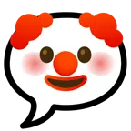 Sprechblase mit drei Punkten + Clown-Gesicht