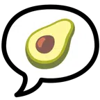 Sprechblase mit drei Punkten + Avocado