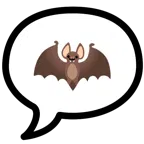 Sprechblase mit drei Punkten + Fledermaus
