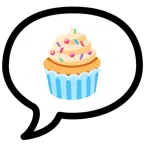 Sprechblase mit drei Punkten + Cupcake