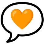 Sprechblase mit drei Punkten + oranges Herz