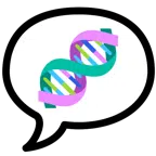 Sprechblase mit drei Punkten + DNA