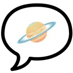Sprechblase mit drei Punkten + Ringplanet