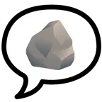 Sprechblase mit drei Punkten + Felsen