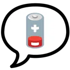 Sprechblase mit drei Punkten + schwache Batterie