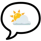 Sprechblase mit drei Punkten + Sonne hinter Wolke