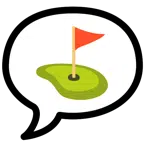 Sprechblase mit drei Punkten + Golffahne