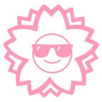 Blumenstempel + lächelndes Gesicht mit Sonnenbrille