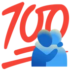100 Punkte + sich umarmende Personen