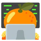 computer portatile + mandarino
